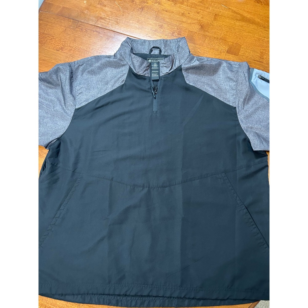 Holloway Pullover Jacket Mens XXL Black Gray 1/4 Zip Short Sleeve Windbreaker
